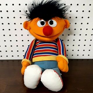 Sesame Street Ernie Puppet Vintage 1986 Full Body Plush Playskool Muppets Hasbro