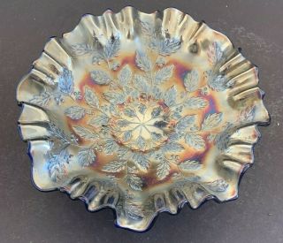 Carnival Glass Bowl With Ribboned Edges 9”