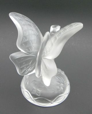 Fenton Art Glass Crystal Velvet Satin Butterfly Ring Holder Paperweight Figure