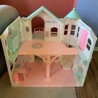 Vintage 1990s Mattel Barbie Victorian Pink Dream House Dollhouse Foldable LARGE 2
