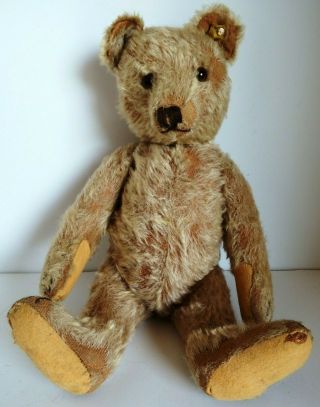 Antique Jointed 14 " Steiff Mohair Teddy Bear With Metal Ear Button Tag