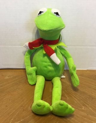 Jim Henson Muppets Kermit The Frog W/ Red Christmas Scarf 18 " Plush Stuffed Toy