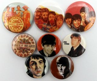 The Beatles Badges 8 X Vintage Pin Badges John Lennon Sgt Peppers