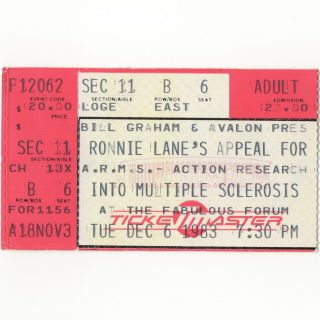 Jimmy Page Joe Cocker Eric Clapton Concert Ticket Stub La Ca 12/6/83 Ronnie Lane