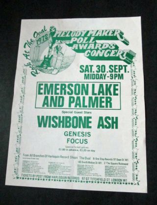 1972 Melody Maker Poll Awards Concert Handbill