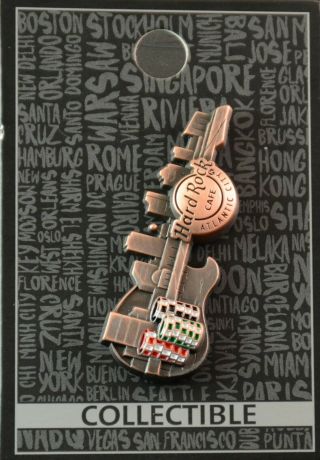 Hard Rock Cafe Atlantic City 3d Skyline Guitar Pin,  On Card