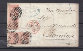Lot:35317 Gb Qv Cover Entire Alexandria To London 1873 4x Sg94 4d Red Plates