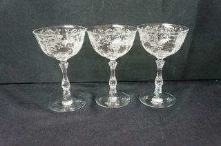 3 Six Fostoria Meadow Rose Clear,  Champagne Tall Sherbet 5 5/8 "