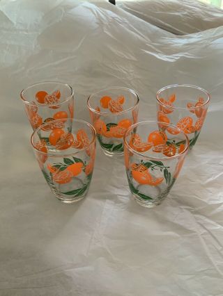 5 Libbey Orange Juice Glasses 3 1/2” Brightly Colored