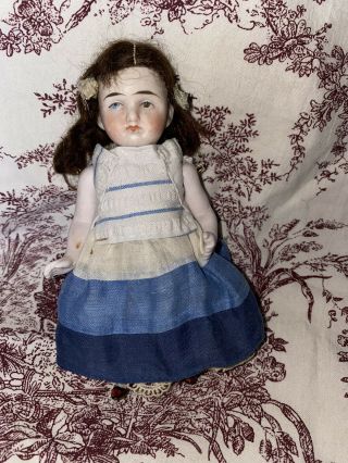 Antique German Chubby 6” All Bisque Dollhouse Doll