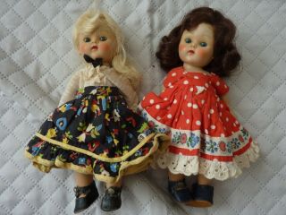 Vintage Vogue Ginny Dolls (set Of 2) 8 In Kitty And Ellie Non Walking Dolls