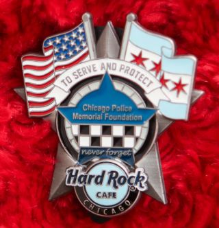 Hard Rock Cafe Pin Chicago Police Memorial Foundation Fallen Hero Badge Star 3d