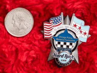 Hard Rock Cafe Pin Chicago POLICE Memorial Foundation fallen hero badge star 3d 2