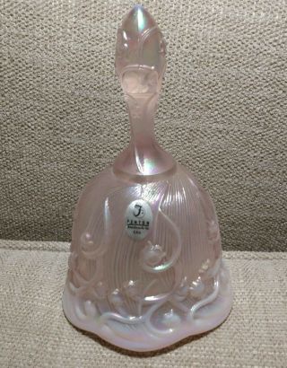 Fenton 6”tall Fenton Champagne Opalescent Lily Of The Valley Bell W/sticker
