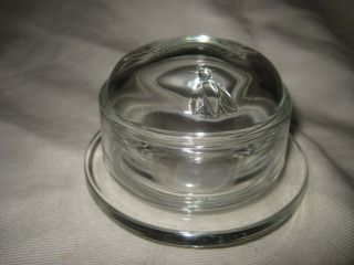 La Rocher Round Covered Clear Glass Butter Dish - Made In France
