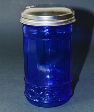 Cobalt Blue Glass Sugar Shaker Dispenser Retro Cafe Depression Style