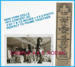 York Dolls Orig 1974 Academy Nyc Concert Ad,  1974 Period Photo Fleetwood Mac