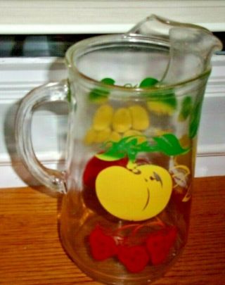 Vintage Anchor Hocking Glass Pitcher With Ice Lip Fruit Gay Fad