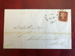 Great Britain,  1843 1d Red On Cover Cancelled 12 In Maltese Cross