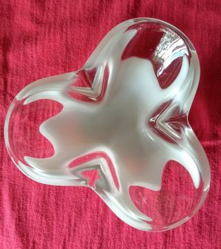 Vintage Sasaki Glass Co Clear/white Clover Shaped Art Glass Candy/trinket Dish