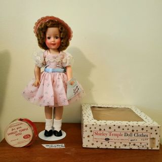 Vintage 1950s 12 " Ideal Shirley Temple Doll,  Pink Party Dress Set || Sleep Eyes