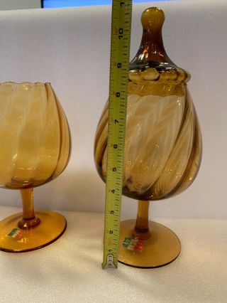 2 Vintage Glass Optic Yellow 