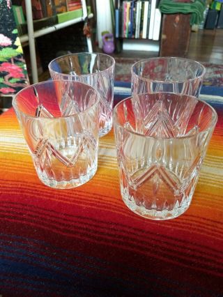 4 Marquis By Waterford Crystal Double Old Fashion Tumblers Lacey 12oz Bar Ware