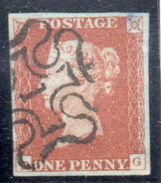 S.  G.  8 One Penny Red With Number 1 In Maltese Cross.  Lettered,  P.  G.