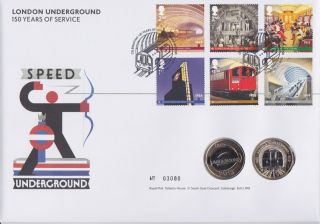 Gb Stamps First Day Cover 2013 London Underground With 2 X £2 Coin Rare