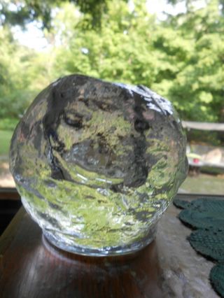Vintage Kosta Boda Sweden Ice Snowball Heavy Glass Tea Light Candle Holder