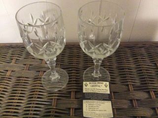 Royal Irish Crystal Set Of 2 Vintage Crystal Wine Liquor Glasses Fancy Stem 7”