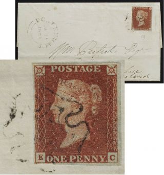 Penny Red Plate 13 Ec Sg 8 Wrapper Tullow Ireland Au - 17 - 1841 Maltese Cross,  Gb
