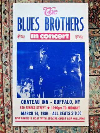 Vintage Blues Brothers Concert Poster 1980 Buffalo,  Ny Chateau Inn 14 " X 22 "