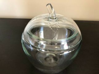 Anchor Hocking Vintage Apple Cookie Jar Clear Glass