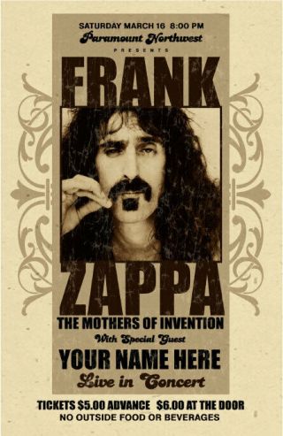 Your Name On A Frank Zappa Concert Poster - Personalized Gift