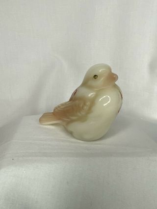 Fenton Art Glass Hand Painted Roses On Ivory Song Bird Figurine