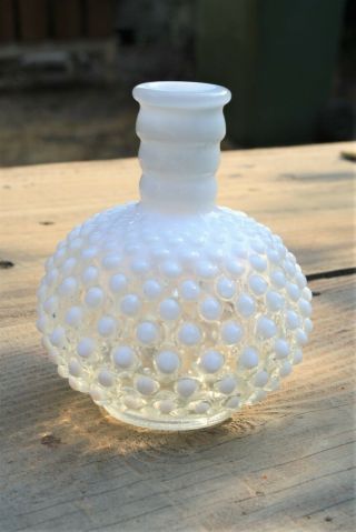 Vintage Fenton White Hobnail Milk Glass Vase / Bottle