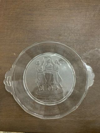 Eapg Early American Pattern Glass Bread Plate Dated 1875 “faith Hope & Charity”