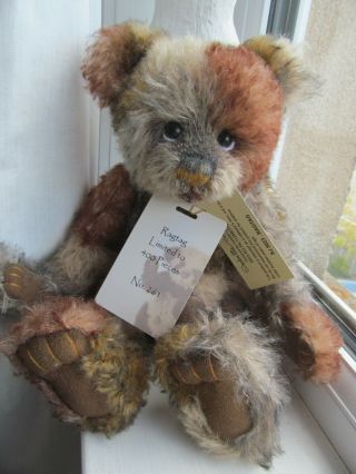 Retired Mohair Charlie Bear Ragtag With Tags And Necklace.  Displayed Only 12 "