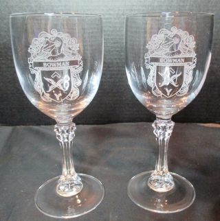 Bleikristall Crest Coat Of Arms Lead Crystal 2 Wine Or Water Goblets
