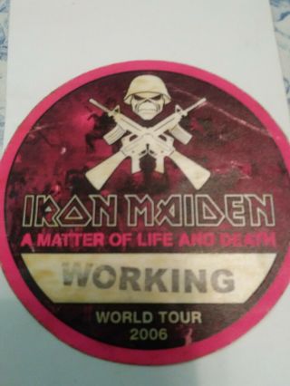 Iron Maiden Authentic Satin Backstage Pass A Matter Of Life And Death Tour 2006