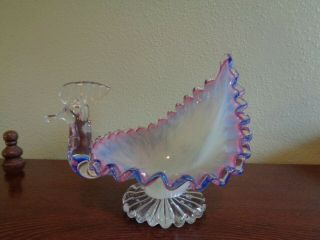 Vintage Mid Century Murano Glass Peacock Bird Pink,  Blue,  Green Dish / Candy Bowl