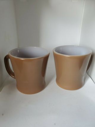 Set Of 2 Fire King Anchor Hocking Brown D Handle Mugs