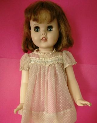 Vtg American Character Doll Toy 24 " 1960s Little Girl Toodles Follow Me Eyes