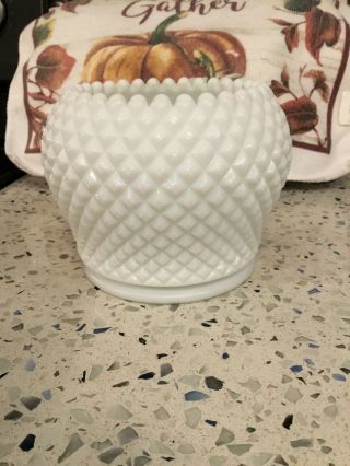 Vintage Westmoreland English Hobnail Milk Glass Rose Bowl Vase