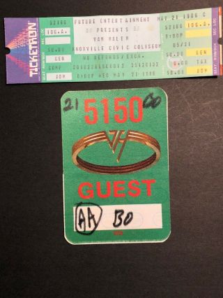 1986 Van Halen 5150 Tour Concert Ticket & Backstage Pass 05/21/86 Last 1