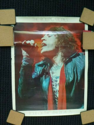 True Vintage 1975 Mick Jagger Rolling Stones Color Poster 19x25 Rough Cond.