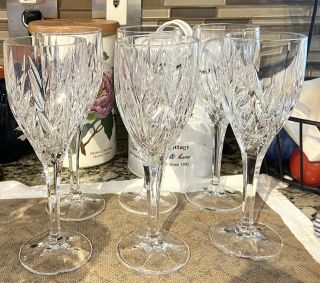 Set Of 6 Gorham Crystal Wine Glasses Heavy Cut 1999 - 2000 Pattern Exc Cond