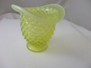 Fenton Hobnail Top Hat Topaz Opalescent Yellow Toothpick Holder