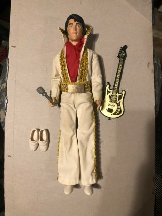 Vintage Elvis Presley Eugene Doll With Jumpsuit Scarf Microphone And Guitar